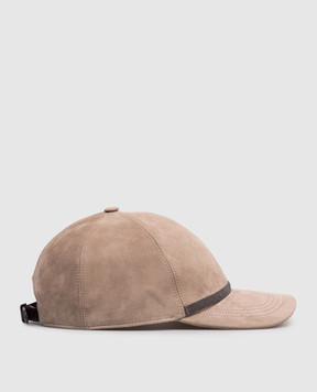 Brunello Cucinelli Бежевая замшевая кепка с цепочкой мониль MCAP9F151