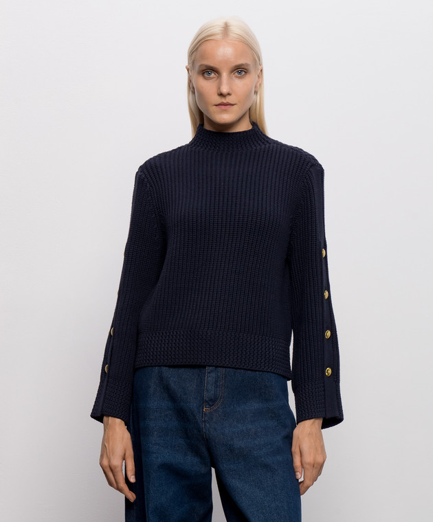 Twinset Синий свитер с разрезами 262TP3170 изображение 3