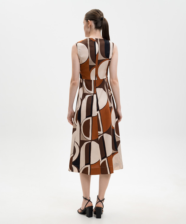 Marco Pescarolo Коричневое платье из шелка в геометрическом принте LYDIAD5393 изображение 4