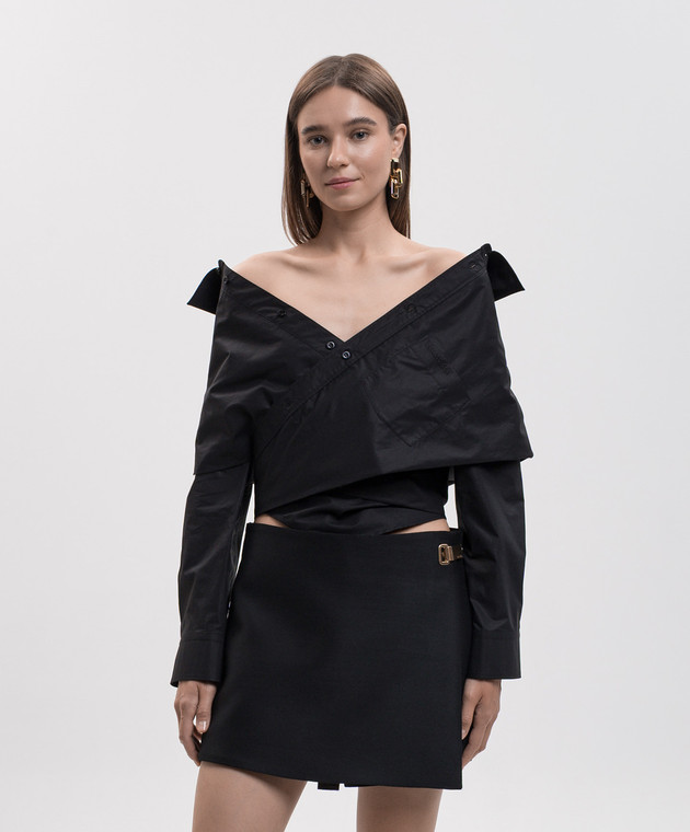 Balenciaga Черная рубашка с открытыми плечами 872123TRM28 изображение 3