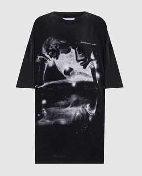 Off-White Черное платье-футболка Dreaming Narciso 2FU00594T