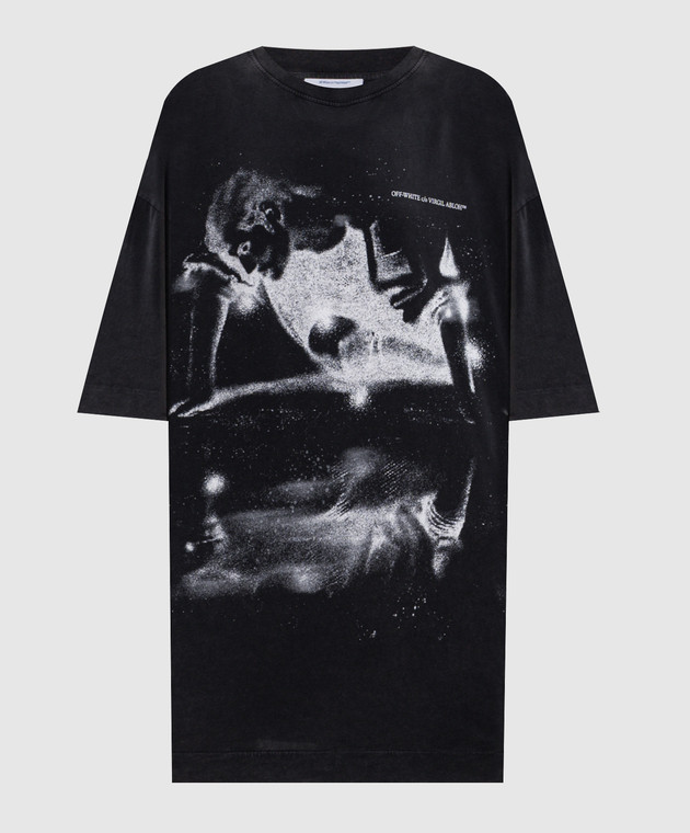 Off-White Черное платье-футболка Dreaming Narciso 2FU00594T