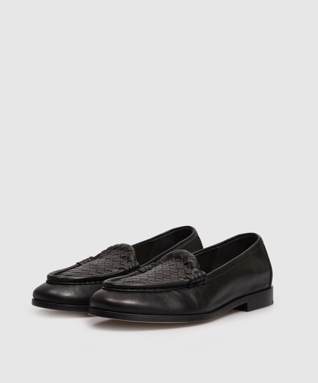 Bottega Veneta Чорні шкіряні лофери Intrecciato 876126VBSDO зображення 2