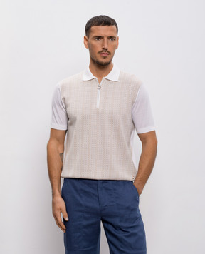 Stefano Ricci Белое поло из шелка в узор W505038P31W26109