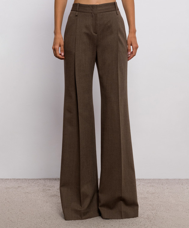 Ermanno Scervino Коричневые брюки-клеш с шерстью в узор D496P301YAX изображение 3