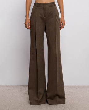 Ermanno Scervino Коричневі штани-кльош з вовною у візерунок D496P301YAX