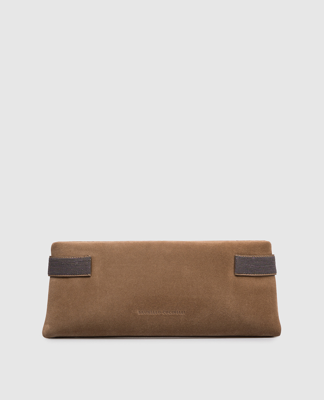 Коричневый замшевый клатч с цепочкой мониль