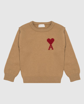 Ami Paris Детский коричневый свитер из шерсти KKS847018