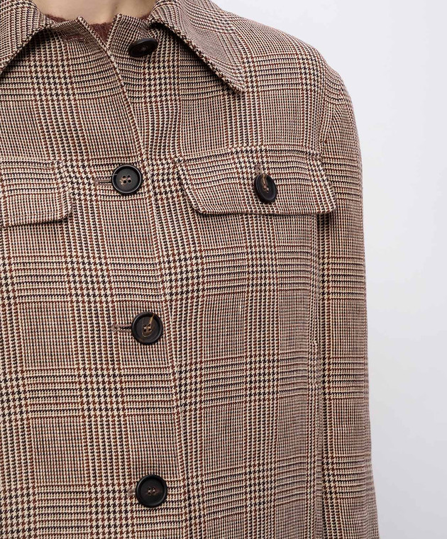 Brunello Cucinelli Коричнева куртка з льону у віндзорську клітинку ML1227583 зображення 5