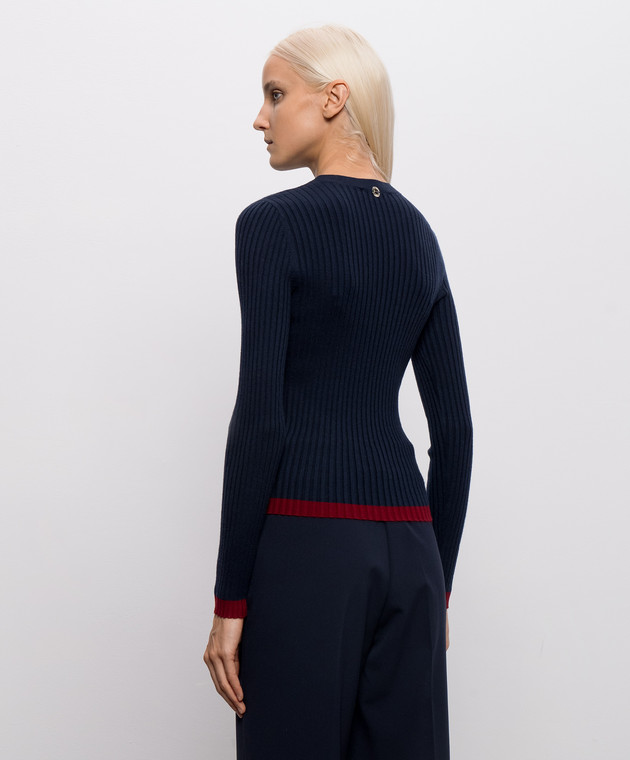 Twinset Синий джемпер с окантовкой 262AP3211 изображение 4