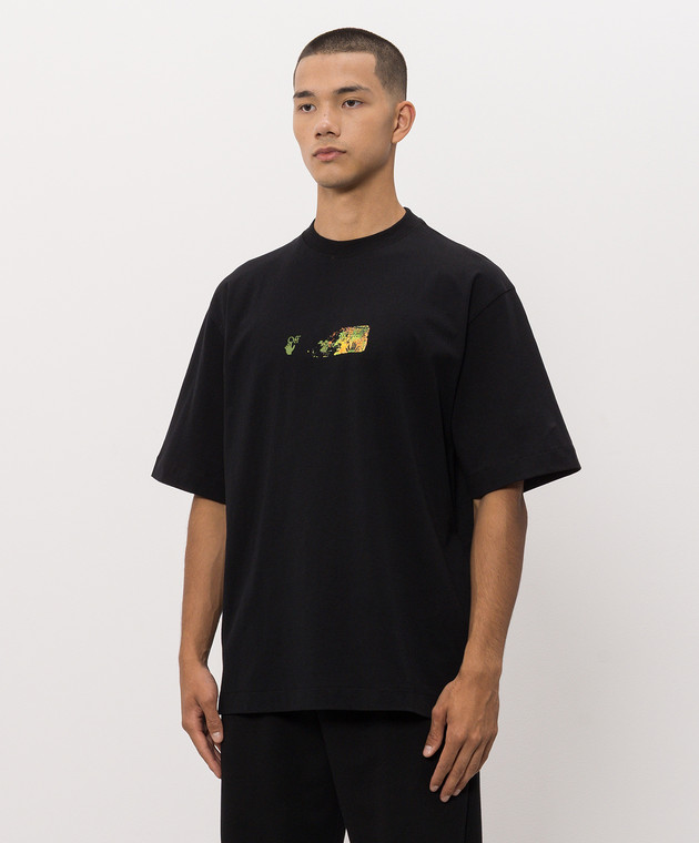 Off-White Черная футболка с принтом Spices Arrow 44MAA120F26J00D изображение 3