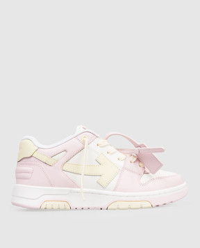 Off-White Дитячі рожеві шкіряні кросівки Out Of Office з логотипом OGIA007S26LEA001