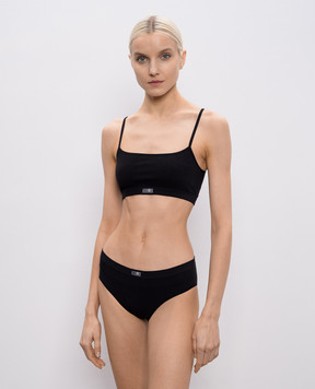 Maison Margiela MM6 Чорний топ з нашивкою емблеми MKRK50010