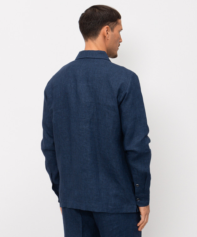 CAPOBIANCO Синя сорочка з льону прямого крою 20M515LL00 зображення 4