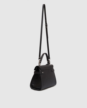 Gianni Notaro Черная кожаная сумка-сетчел Dollaro 099DOLLARONIKEL