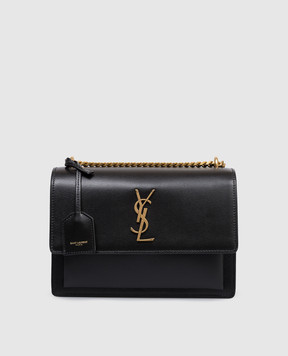 Saint Laurent Чорна шкіряна сумка крос-боді SUNSET 442906D420W