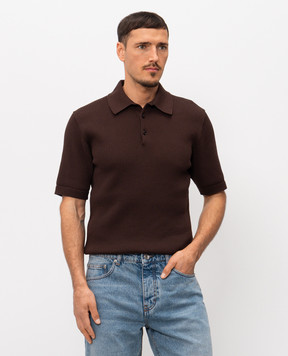 Dolce&Gabbana Коричневе поло в рубчик з нашивкою монограми GXZBJZJBCJC