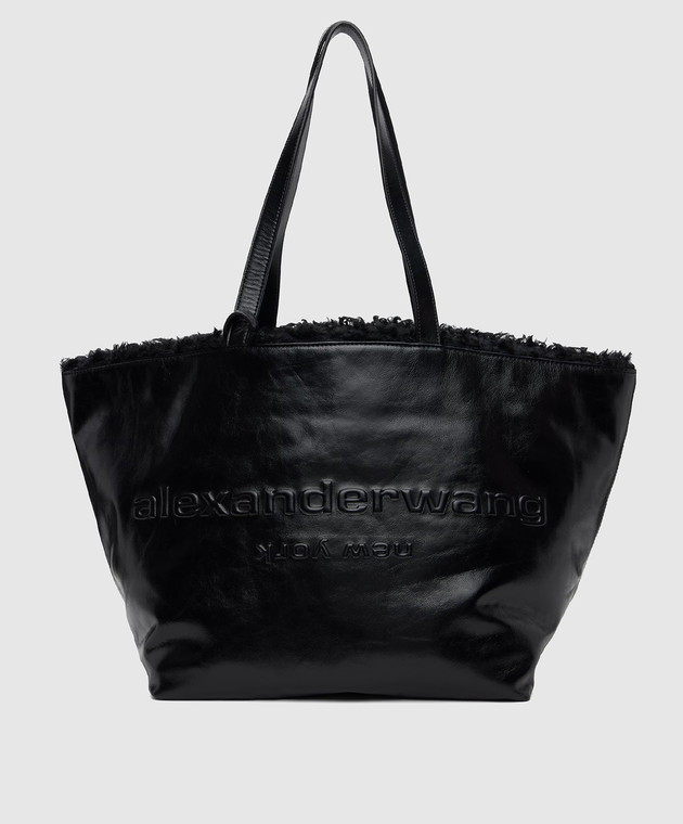 Alexander Wang Черная кожаная глянцевая сумка-тоут на меху 20426T21L
