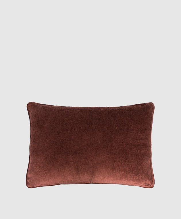 Les Ottomans Коричневая декоративная бархатная подушка с шелком EBC7840X60 изображение 2