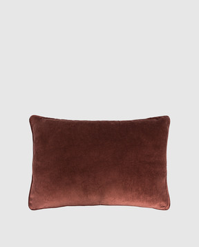Les Ottomans Коричневая декоративная бархатная подушка с шелком EBC7840X60