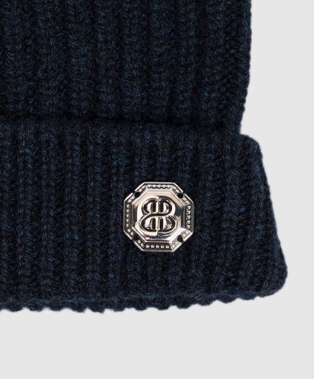 Bertolo Cashmere Темно-синяя шапка из кашемира 500019000005 изображение 4