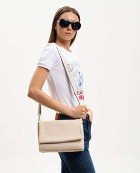 Gianni Notaro Бежевая кожаная сумка-мессенджер DOLLARO 218DOLLARONIKEL