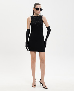 Off-White Черное платье мини с кристаллами Swarovski 2DB463S26JER001