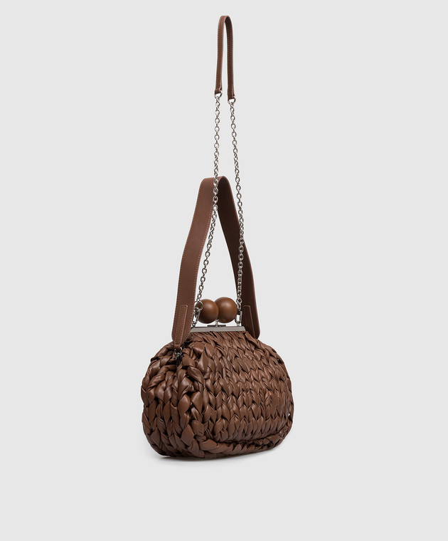 Max Mara Weekend Коричневая кожаная сумка Pasticcino WKALIBERO изображение 3