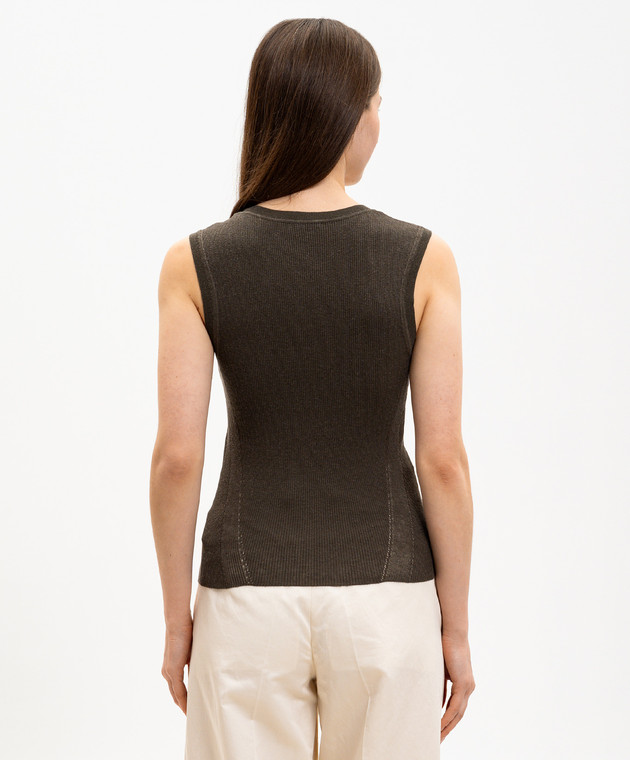 JOSEPH Топ Alaou кольору хакі з льоном в рубчик JF009769 зображення 4