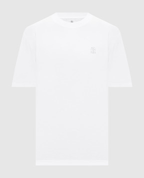 Brunello Cucinelli Белая футболка с принтом эмблемы M0B138440