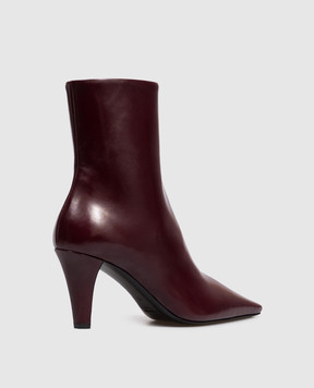 Saint Laurent Бордовые кожаные ботильоны JILL 806671AAEHW
