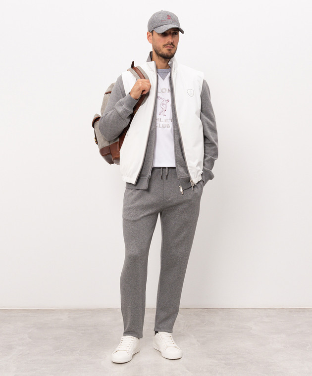 Brunello Cucinelli Белая футболка с вышивкой M0B131002G изображение 2