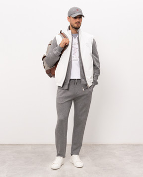 Brunello Cucinelli Белая футболка с вышивкой M0B131002G