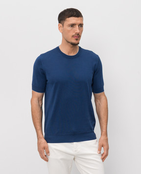 Brunello Cucinelli Синя футболка з окантуванням M29805200