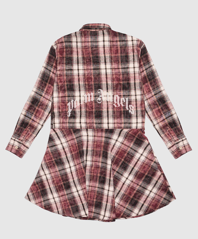 Palm Angels Детское платье-рубашка в клетку F6PAJGDR135 изображение 2