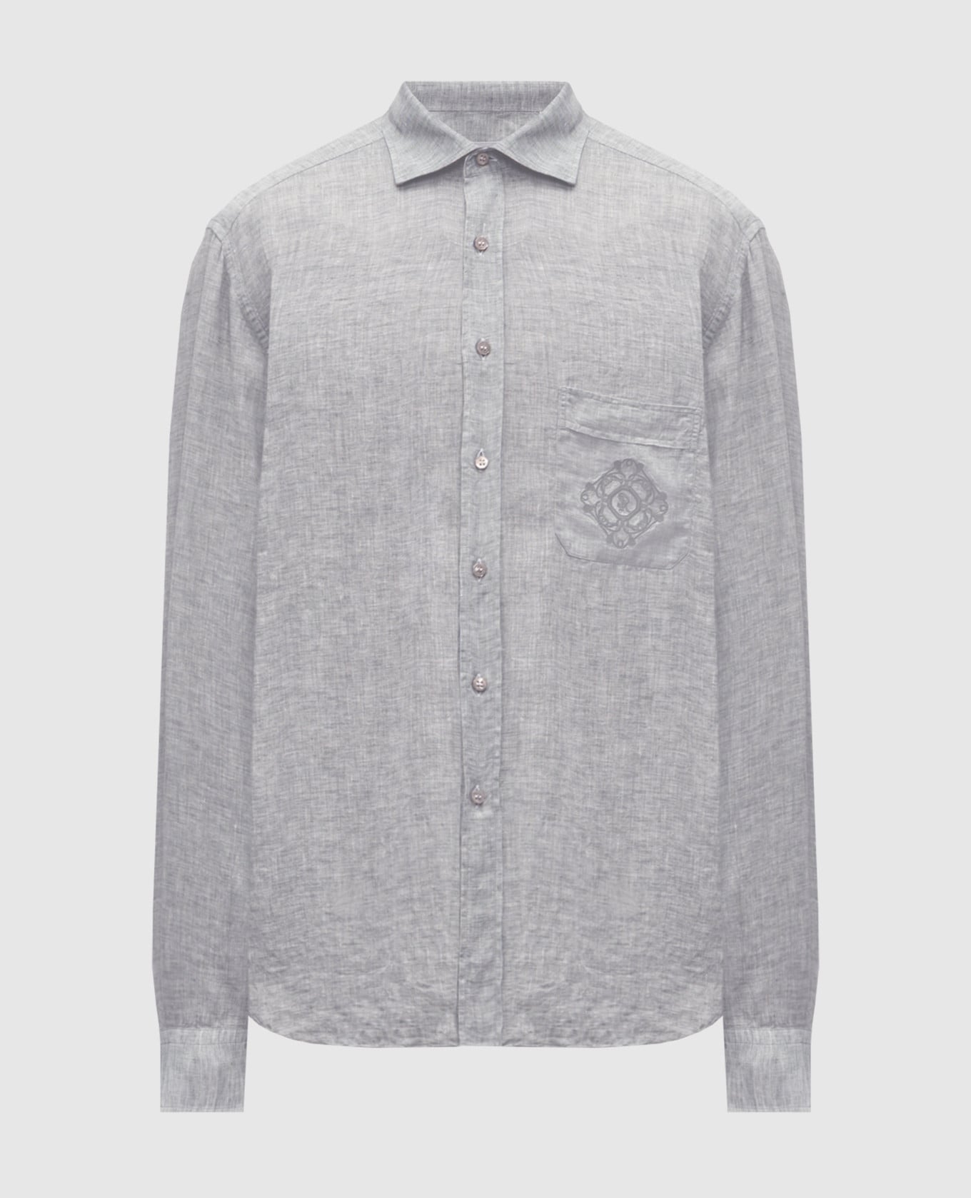Серая рубашка из льна