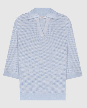 Peserico Блакитний ажурний пуловер з паєтками A99031F129234R