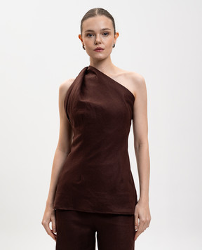 Faithfull Коричневий топ Agua з льону на одне плече FF3939CRB