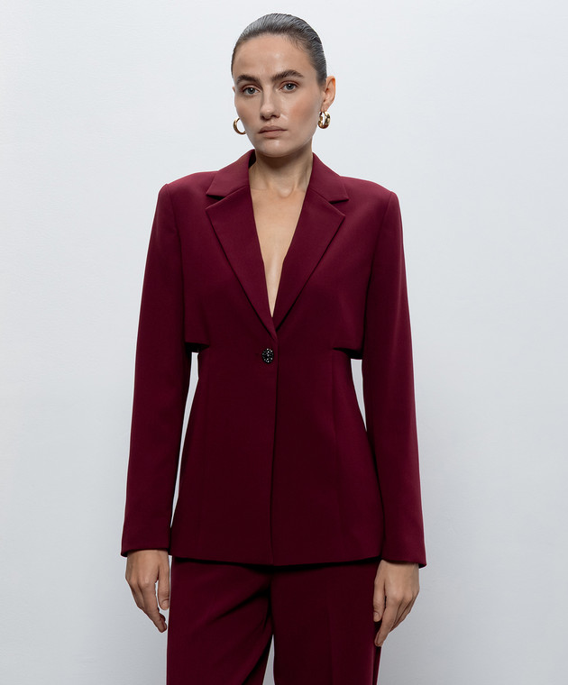 Twinset Бордовий жакет з фігурними вирізами 262TT2420 зображення 3