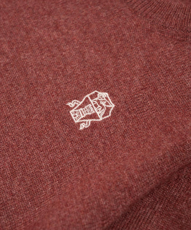 Brunello Cucinelli Детский бордовый джемпер из кашемира B22M10010B изображение 3