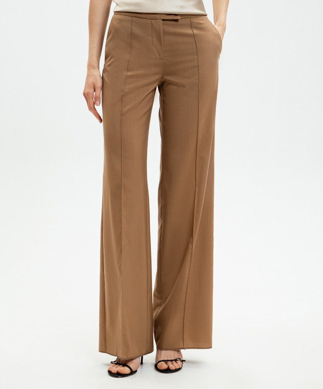 Marco Pescarolo Коричневые брюки Diana из шерсти и шелка DIANAD5314 изображение 3