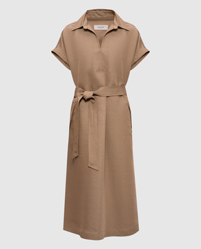 Agnona Коричнева сукня міді з льоном та шовком TR1106YU2108