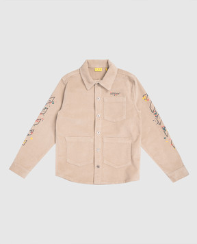 Off-White Дитяча бежева вельветова куртка в стилі сорочки 44BES001F5F001