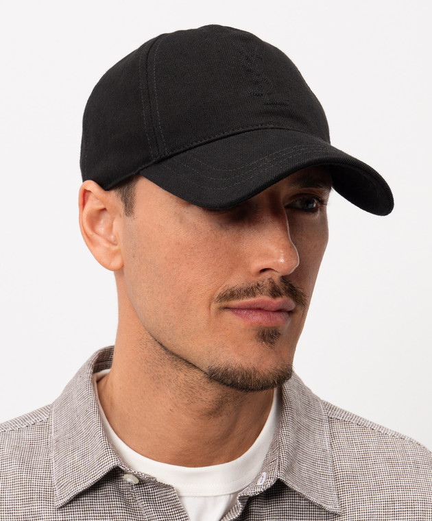 Saint Laurent Черная кепка с фактурной монограммой логотипа 8646083YT51 изображение 2