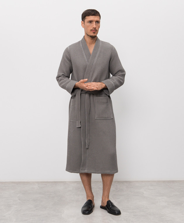 L'Appartement Серый вафельный халат MIAWAFFLEBATHROBE изображение 3