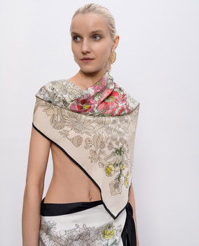 MANTERO 1902 Хустка Alba Flora кольору айворі із шовку 0908F0023G57019