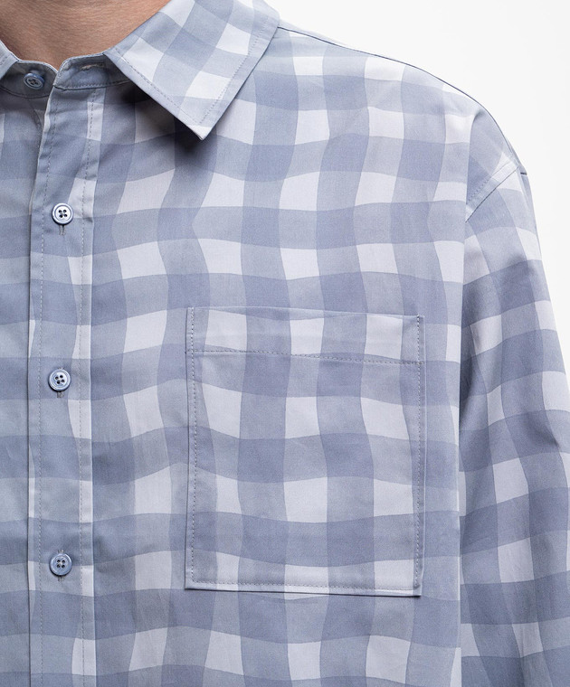 Axel Arigato Серая рубашка Distort Gingham в клеточку A3876001 изображение 5
