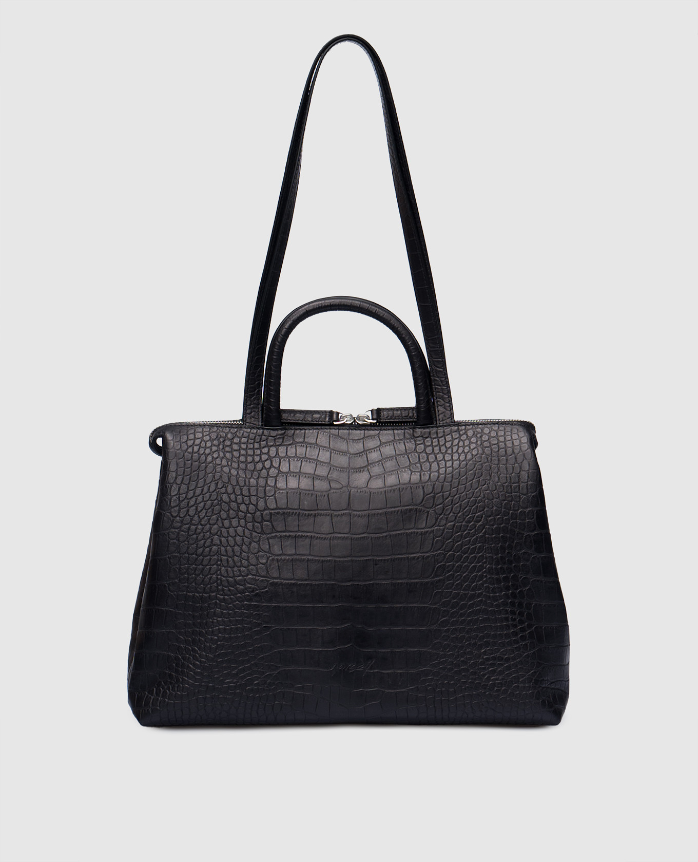 

Черная кожаная сумка-тоут 4 Dritta с тиснением под кожу крокодила, Черный, Сумки через плечо