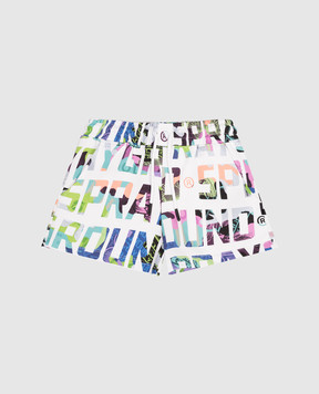Sprayground Дитячі білі шорти в принт логотипа SPY1067