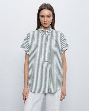 Brunello Cucinelli Рубашка с шелком в полоску MH744MP205